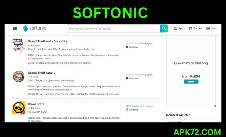 Softonic.com is a well-known website